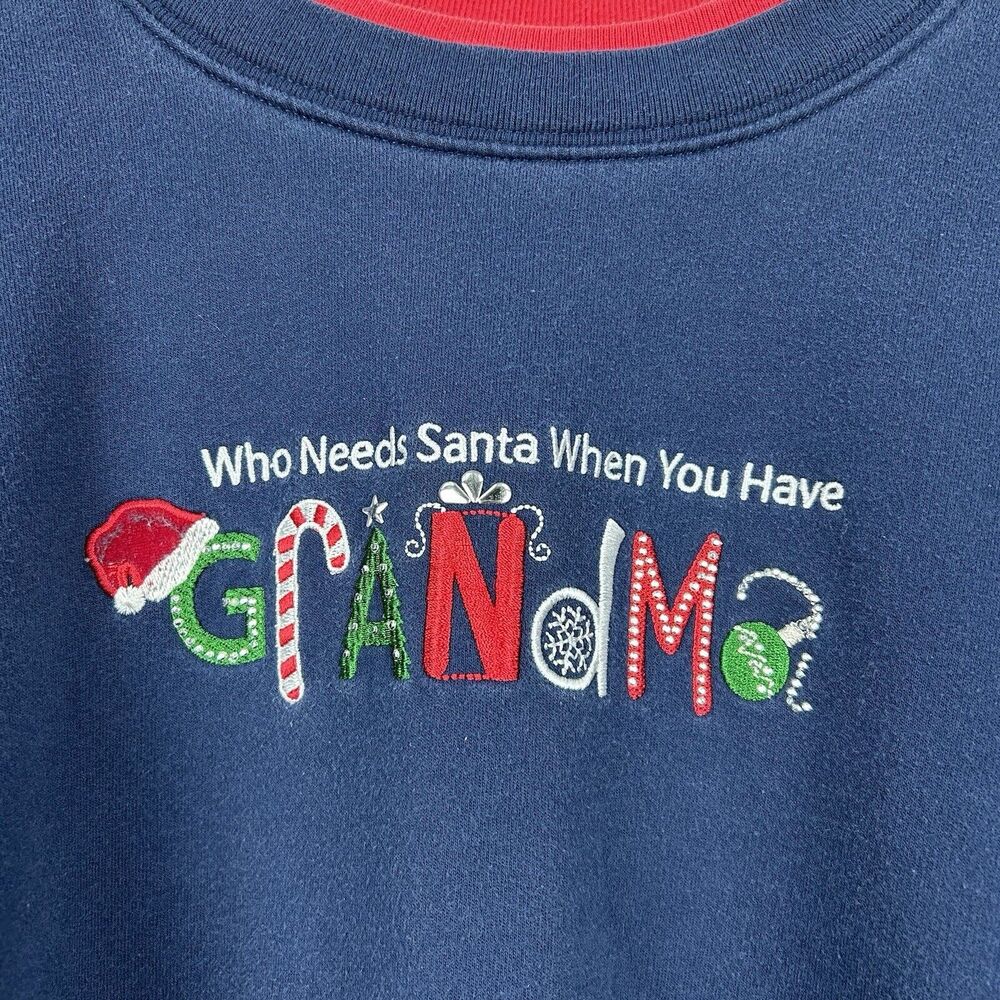 M & C Sportswear Sweatshirt Women’s XL Blue Grandma Santa Holiday Warm - Picture 3 of 8